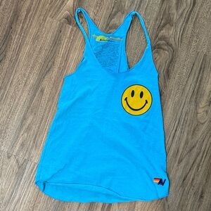 Aviator Nation Blue Smiley Tank - Small